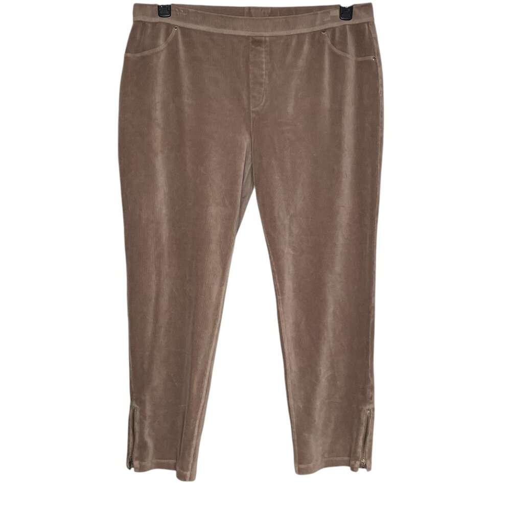 Susan‎ Graver Size XL Mushroom Regular Knit Corduroy Straight Leg Pull-On Pants